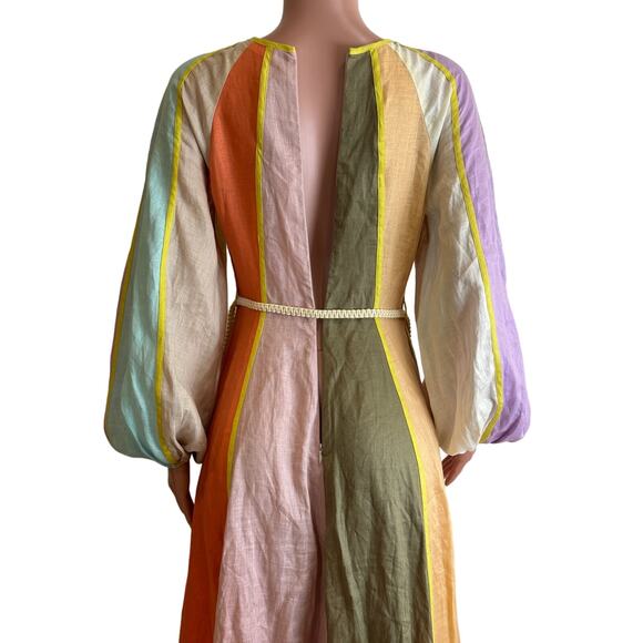 Zimmermann Lola Panelled Maxi Dress Womens 0 / 4 US Multicolor Belted Seashells - Picture 7 of 16